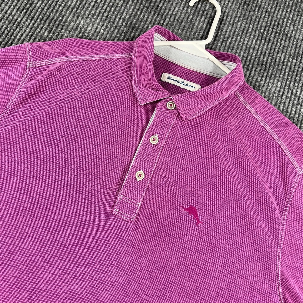 Tommy Bahama Polo Shirt Mens Medium Purple Short Sleeve Casual Comfort Golf